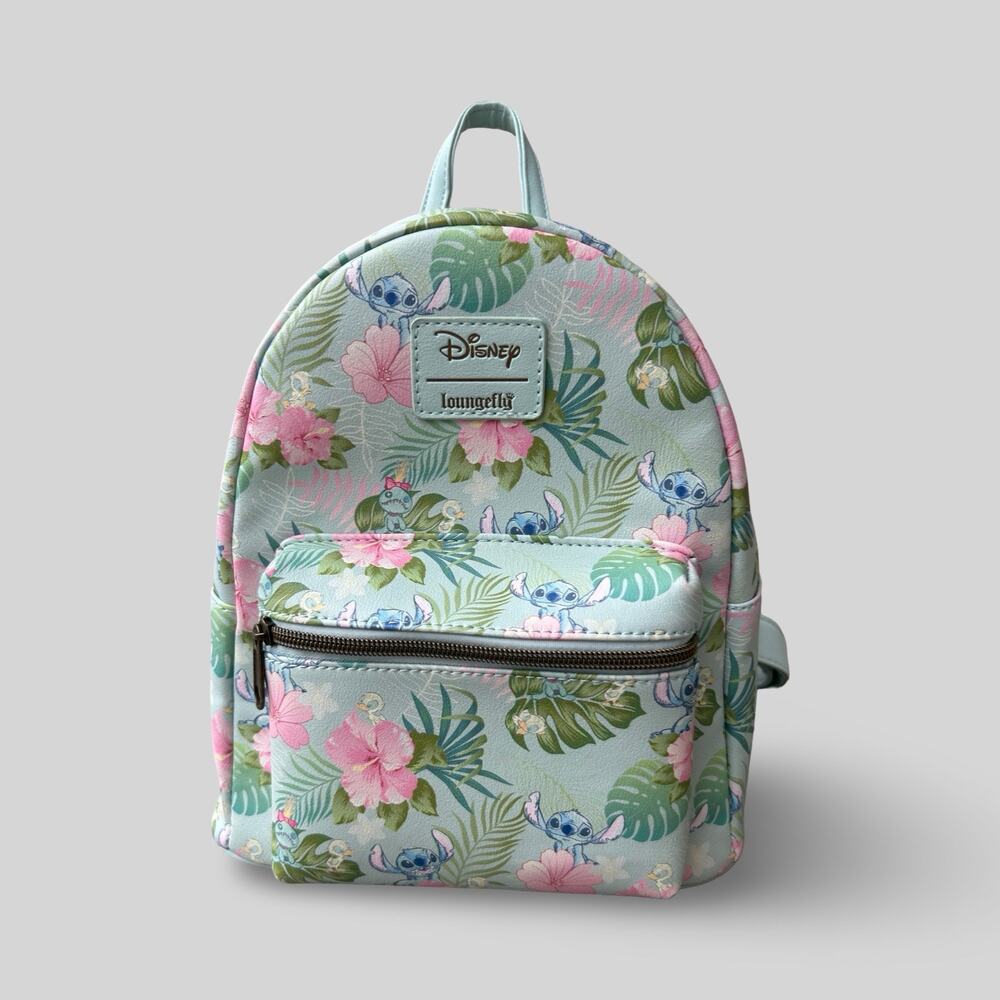 Loungefly Disney Lilo & Stitch Tropical Floral Mini Backpack Pastel Blue Vegan